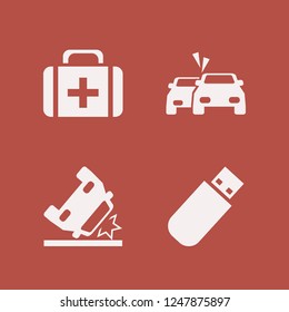 accident icon. accident vector icons set car accident, first aid bag, cars accident and flash driver