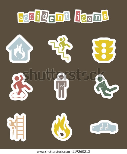 accident\
icons over brown background. vector\
illustration