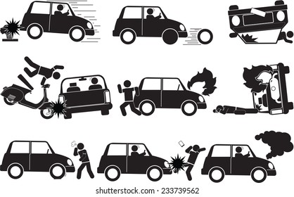 Accident icons set