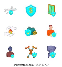 Accident icons set. Cartoon illustration of 9 accident vector icons for web