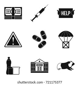 Accident icons set. Simple set of 9 accident vector icons for web isolated on white background