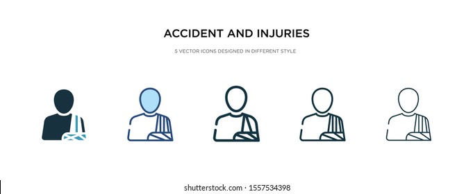 accident and injuries icon in different style vector illustration. two colored and black accident and injuries vector icons designed in filled, outline, line stroke style can be used for web,