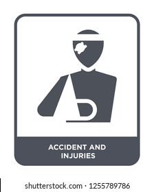 accident and injuries icon vector on white background, accident and injuries trendy filled icons from Law and justice collection, accident and injuries simple element illustration