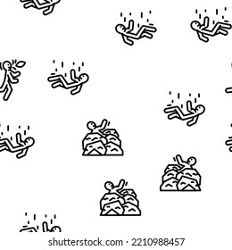 accident injury man person vector seamless pattern thin line illustration
