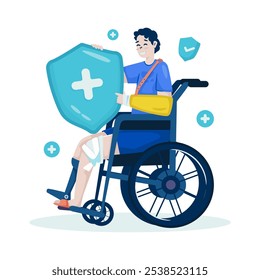 Accident insurance, Health protection coverage, Disability care insurance, Vector illustration