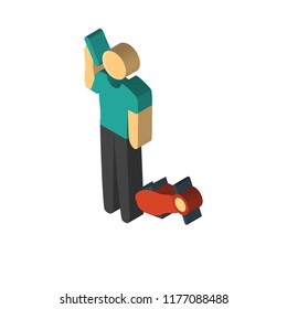 Accident isometric left top view 3D icon