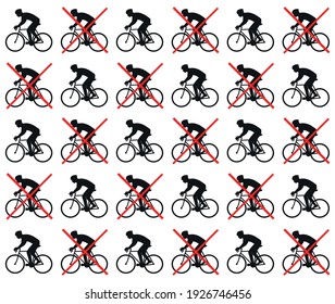 Accident mortality statistics for cyclists. Every second cyclist dies in an accident. Sad statistics of cyclists. Danger and threat of extermination of cyclists. Icons, silhouettes of athletes. Vector