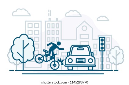 Accident On A Bicycle And A Car