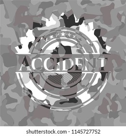 Accident on grey camouflage texture