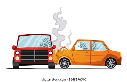 Accident on road. Car damaged vehicle