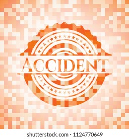 Accident orange mosaic emblem with background