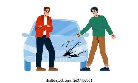 accident parking problem  vector.  traffic safety, vehicle crash, damage insurance accident parking problem character. people flat cartoon illustration