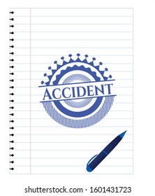 Accident pen effect. Blue ink. Vector Illustration. Detailed.