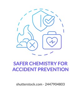 Accident prevention safer chemistry blue gradient concept icon. Material safety. Safe chemistry, risk reduce. Round shape line illustration. Abstract idea. Graphic design. Easy to use presentation