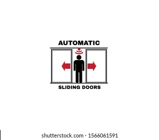 Accident prevention signs, AUTOMATIC SLIDING DOORS sign, beware or caution symbol, Vector illustration.