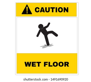 Accident Prevention signs, Caution board with message WET FLOOR. beware and careful Sign, warning symbol, road sign and traffic symbol design concept