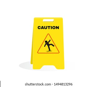 Accident Prevention signs, Caution board with  WET FLOOR symbol. beware and careful board, warning symbol, road sign and traffic symbol design concept, vector illustration.