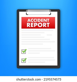 Accident Report Form Clipboard Hand Vector Stock Vector (Royalty Free ...