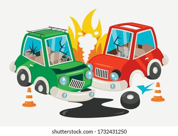 Accident Scene With Car Crash