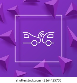Accident set icon. Car crash, failure, registrar, insurance, breakdown, wreck, Cliff, descent, fallen tree, smoke, fire, collision. Traffic rules concept. Vector line icon for Business and Advertising