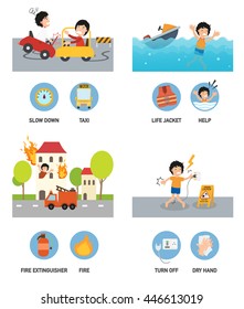 Accident set vector illustration.