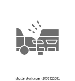 Accident, Side Collision With Two Automobiles, Car Crash Grey Icon.