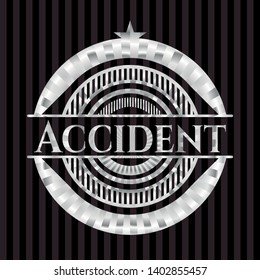 Accident silver emblem or badge. Vector Illustration. Mosaic.