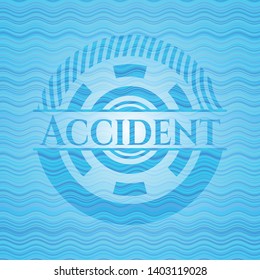 Accident sky blue water style emblem. Vector Illustration. Detailed.