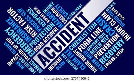 Accident Word Cloud Design, Accident Word Cloud for Risk, Injury, Claim, and Recovery