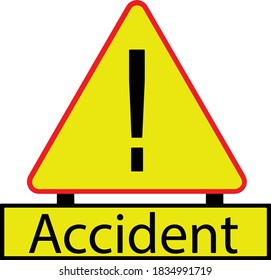 Accident ! written on a yellow color background with warning icon. vector file