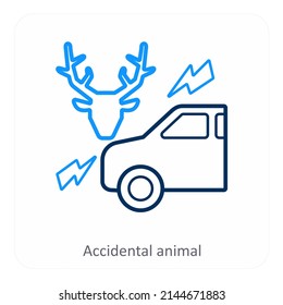 Accidental Animal And Accident Icon Concept