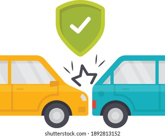 Accidental Automobile Insurance Concept, Motor Vehicle Collision Vector Color Icon Design, Financial Loss Protection Symbol On White Background, Risk Management Sign,