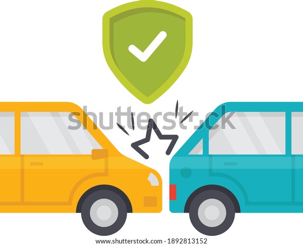 Accidental automobile insurance\
Concept, Motor vehicle collision Vector Color Icon Design,\
Financial loss Protection Symbol on white background, Risk\
management Sign,