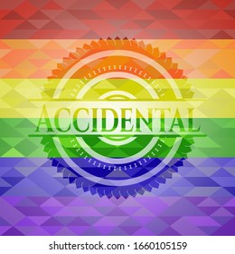 Accidental emblem on mosaic background with the colors of the LGBT flag