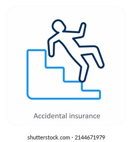 Accidental Insurance And Stairs Insurance Icon Concept