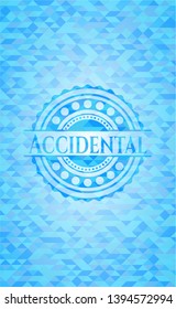Accidental realistic sky blue emblem. Mosaic background