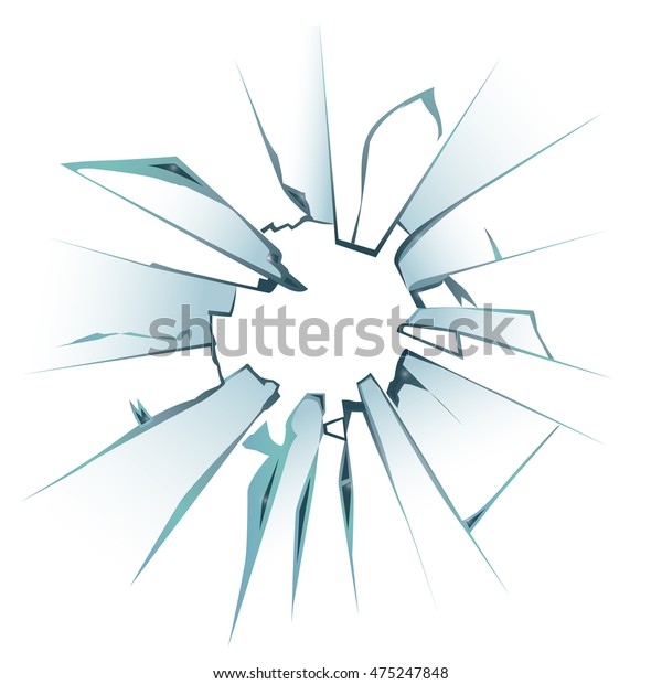 Accidentally broken frosted window pane or
vector
illustration