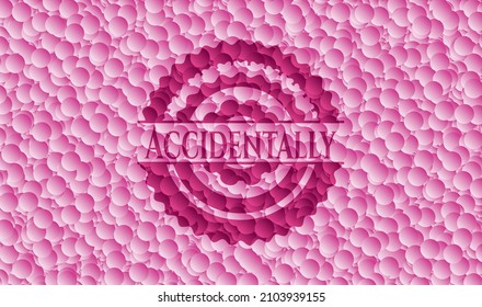 Accidentally realistic pink emblem with bubbles background. Vector Illustration. Detailed. 