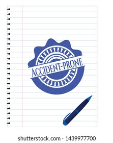 Accident-prone draw (pen strokes). Blue ink. Vector Illustration. Detailed.