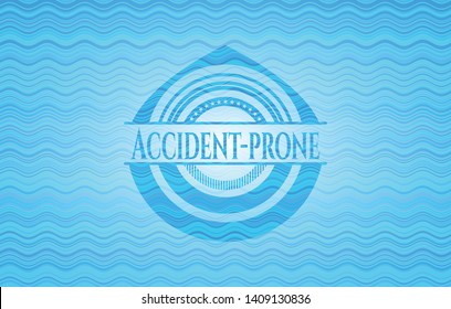 Accident-prone light blue water wave emblem. Vector Illustration. Detailed.