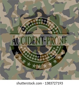 Accident-prone on camo pattern. Vector Illustration. Detailed.