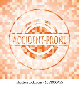 Accident-prone orange mosaic emblem with background