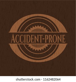 Accident-prone retro wooden emblem