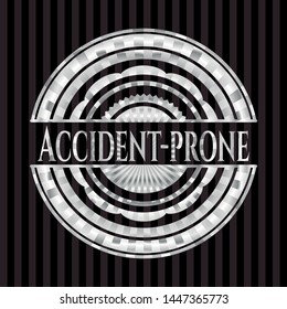 Accident-prone silver emblem or badge. Vector Illustration. Mosaic.