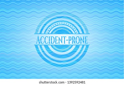 Accident-prone sky blue water wave emblem. Vector Illustration. Detailed.