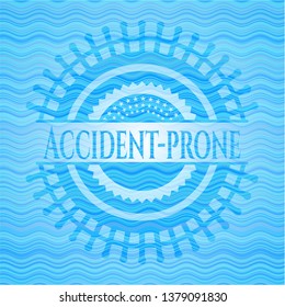 Accident-prone water wave representation style badge.
