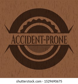 Accident-prone wooden emblem. Vintage. Vector Illustration.