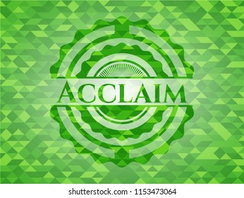 Acclaim green emblem with mosaic background