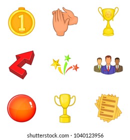Acclaim icons set. Cartoon set of 9 acclaim vector icons for web isolated on white background
