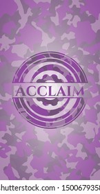 Acclaim pink on camo pattern. Vector Illustration. Detailed.